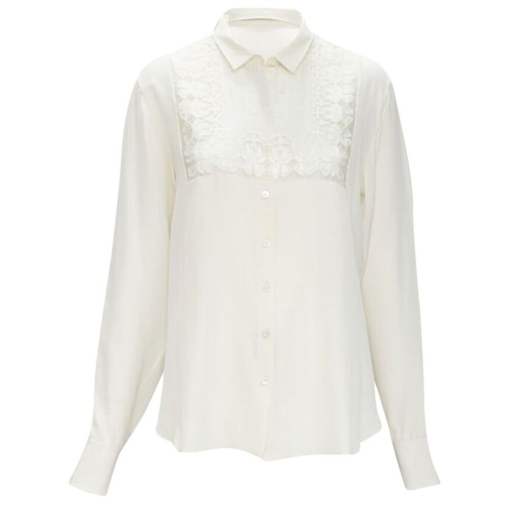 Christian Dior silk sheer floral embroidery long sleeve shirt